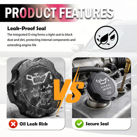 Comparison of worn oil cap versus Durable Engine Oil Filler Cap Replacement That Snaps In Easy, Direct Fit for FC208 and 12573337