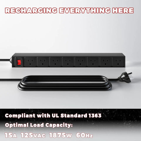 Heavy Duty Power Tool Organizer With Built In Charging Station And 8 Outlet Power Strip Wall Mounted Tool Shelf Cable