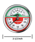 Tridicator Thermo Manometer Pressure Gauge for gas and noncorrosive liquids two and a half inch dial, 0 to 160 psi, 30 to 250 F