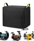 Badass Heavy Duty Bench Grinder Cover Waterproof 600D Polyurethane Dust Protector for 6 To 8 Inch workbench motors with yellow handles.