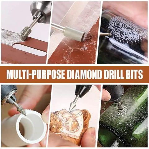 Diamond Drill Grinding Bit Set For Rotary Tools Polishing Kit With Diamond Coated Bits And One Eighth Inch Shank Universal Fitment
