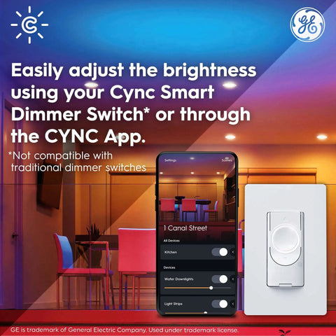 Cync Smart LED Wafer Downlights Kit 6 Inch Slim LED Puck Lights With Color Changing And White Tones in modern home setup