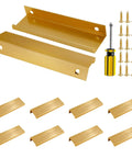 10 Pack Finger Edge Pull Handles 80mm Brushed Gold Aluminum Edge Pulls Right Angle Cabinet Hardware For Kitchen Doors And Drawers