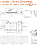 Technical drawing of Beefy 300mm CNC Linear Guide Slide Table with 1605 Ball Screw and HG15 Rails 250kg Load Capacity Nema 34 Motor Base