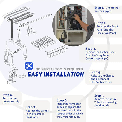 Diagram and instructions for Ice Machine Water Hose Replacement For 4A1551-03 Spray Tube Rubber Hose C installation