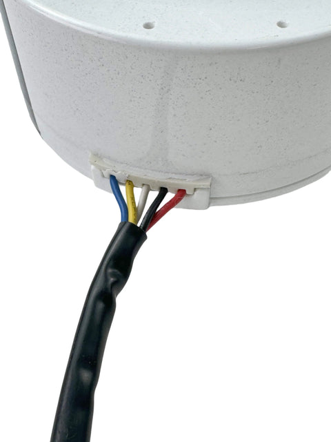 Close-up of Beefed-Up 310V Brushless DC Fan Motor For Central Air Conditioners FN20V-ZL wiring connectors and casing.