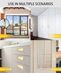 Sliding Barn Door Pull Handles 2 Pack Aluminum Alloy Flush Recessed Rectangular Pulls shown on cupboard, wardrobe, sliding, and glass doors in gold finish