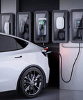 Wall-mounted weatherproof EV charger boxes for outdoor home stations, universal fit for Tesla, shields from rain, snow, sun, dust.