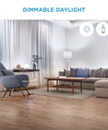 Living room with Motion Activated A21 Daylight LED Smart Bulb You Can Control With Your Voice Or App Hands Free, 100W Equivalent, 14.5W