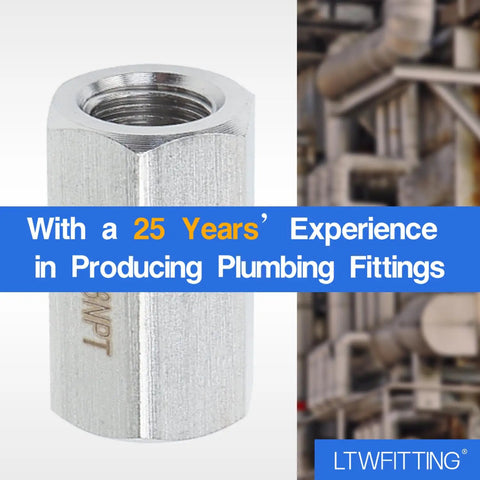 Stainless Steel 316 Pipe Fitting One Eighth Inch Female NPT Coupling For Water And Boat Lines, close-up view