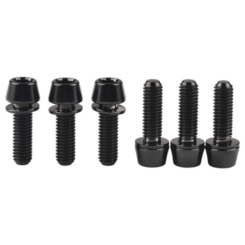 Titanium M5x16mm Hex Allen Bike Stem Bolts With Washer Black Finish 6 Pack Ride Ready Pro Grade 5 6Al4V High Strength Lightweight