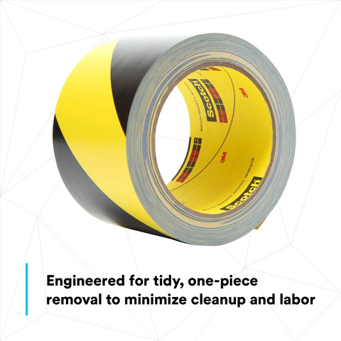 High Visibility Striped Vinyl Safety Tape For Lane And Floor Marking, Rubber Adhesive, 2 Inch By 36 Yard, 5.4 Mil roll