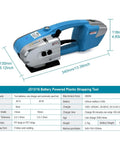 Electric Strapping Machine For Half To Five Eighths Inch Wide PP PET Straps Auto Heat Melt Sealer Dual 4000mAh Batteries Time Saver Rechargeable Pallet Packaging Banding Tool, blue