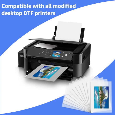 Direct To Film DTF Transfer Film Pack A4 50 Sheets 8.3 X 11.7 Inches Matte Clear PET For T Shirts And Textiles with printer