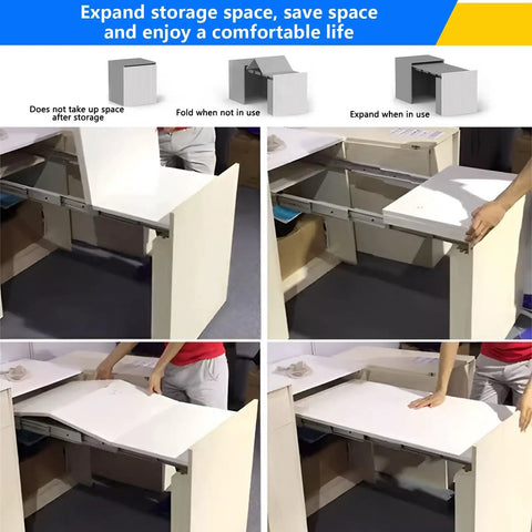 Pro Grade Full Extension Table Slide Featuring Hidden Retractable Guide Rail And Tough Aluminum Telescopic Tracks For Buttery Smooth Kitchen Countertop Upgrades Measuring Exactly 1270mm In Length in action, showing table expansion.