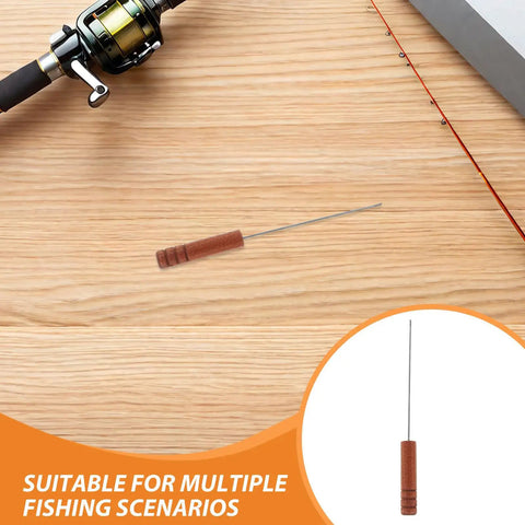 Stainless Steel Bait Threading Tool For Carp Rigging With Anti Slip Handle Pro Grade Worm Threader For Quick Rigging Saltwater Fishing Accessory Portable For Travel, brown handle