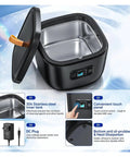 No Sweat Ultrasonic Cleaner For Jewelry Watches And Dentures High Frequency Automatic Bubble Wash Machine In Matte Black with stainless steel tank.