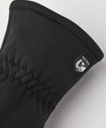 Close-up of black Touchscreen Ready Fleece Glove Liner, 5-Finger Warmth Layer, machine washable base layer for running, Size 6.
