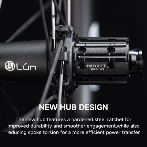 Close-up of the new hub design on Gravel Road Carbon Wheelset 700C Ultralight Disc Clincher Tubeless Ready 35mm Or 45mm Depth.