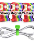 Magnetic Cable Ties 24 Pack 7 Inch Reusable Silicone Twist Ties With Strong Magnets Cute Cloud Design Assorted Colors Displayed