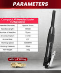 Compact Air Needle Scaler For Rust Removal With 12 Hardened Needles And 4000 BPM Power, includes 1/4 In NPT fitting shown
