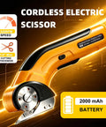 Upgraded Cordless Electric Box Cutter With Self Sharpening Blades And Safe Lock For Easy Cutting Cardboard, Leather, Plastic, featuring 2000mAh battery.