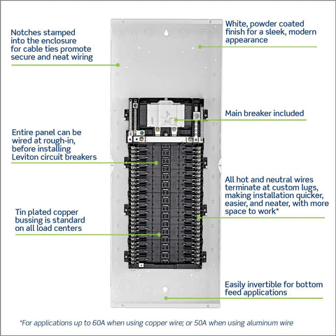 Indoor Load Center 30 Space 30 Circuit Panel With 125 Amp Main Breaker Easy Rough In Wiring Tin Plated Copper Bussing