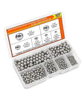 Pro Grade Stainless Steel Precision Balls Kit 620 Pieces With Six Sizes For Bicycle Bearings And Machinery One Quarter Inch Seven Thirty Second Inch Three Sixteenth Inch Five Thirty Second Inch One Eighth Inch Three Thirty Second Inch Durable Rust, 304 steel set