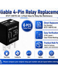 Six Pack 12V 40A 4 Pin Automotive Relay Replacement For 8T2T 14B192 AA And FoMoCo Style Units O101K Compatible Durable Auto Relay For Cars Trucks And SUVs, 6-pack relay box