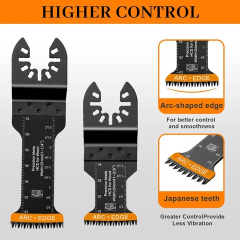 Heavy Duty 50 Pack Oscillating Tool Blades Set, Universal Titanium Multitool Blades for metal, nails, wood, plastic, higher control