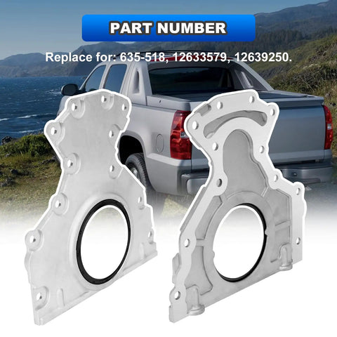 Beefy Rear Main Seal Cover Kit With Gasket And Bolt For GM V8 Engines Fits Cadillac Escalade 635518 shown with truck