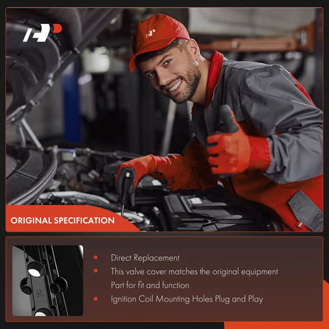 Mechanic installing Engine Valve Cover With Gasket And Bolts For VW 2.5L L5 Engines Beetle 2006-2018 in auto shop