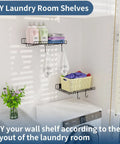 2 Pack Heavy Duty Wall Shelves For Garage And Home Mounts Steel Floating Shelves With Mesh Rack 80 lb total load in laundry room