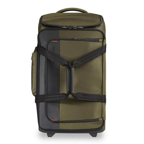 Briggs & Riley 27-inch medium upright softside rolling luggage in hunter green, front view