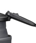Close-up of handle on On The Go 0.85 Quart Collapsible Kettle With Dual Voltage Hidden Heating Element Black Finish Ultra Portable Travel Cup