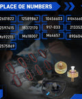 Chevy Knock Sensor Kit With Wiring Harness And Intake Manifold Gasket For Silverado Tahoe Avalanche Yukon Sierra Cadillac Hummer Drop In Replacement 12601822 2133521 89060413 laid out with OE numbers in background.