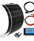 Ultimate 200W Solar Panel Kit For RV Boat Cabin Car Trailer With 12V System Flexible 100W Monocrystalline Panels Battery Charger And 20A Charge Controller Extension Cable For Off Grid Adventures On The Go.
