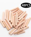 48 Pieces Wood Dowel Pins 5mm By 30mm Fluted Beveled Ends Dowels for Shelf Support and Woodworking Durable Hardwood Pegs