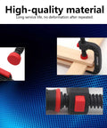 One Hand Quick Release G Clamp And C Clamp Heavy Duty Woodworking Holding Tool With Movable Jaw And Soft Grip For No Fuss DIY Carpentry Projects And Workshop Use 3 Inch Opening 75mm, black clamp on wood