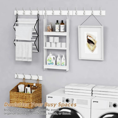 White wall mount coat rack 4 pack with 16 hooks the go to key holder and bag hanger for closet hats belts purses