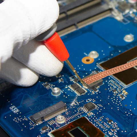 Circuit board repair using Six Pack No Clean Desoldering Wick Set With Flux For Easy Solder Removal And Electronics Repair