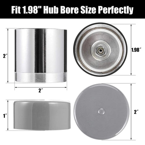 CZC AUTO chrome bearing protectors for trailers with protective bras, 2 in diameter, 1.98 in hub bore, pair