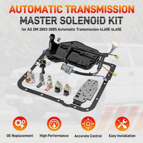 4L60E 4L65E Transmission Master Solenoid Kit With EPC TCC 3-2 PWM Harness Filter Gasket For GM 2003-2005