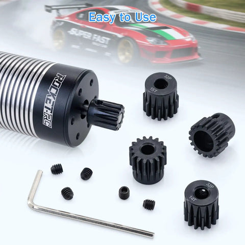 32P Hardened Steel Pinion Gear Set With Hex Key Screwdriver Built Tough For 1/8 RC Cars, 13T 14T 15T 16T 17T Teeth, 5mm Hole