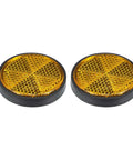 Orange Plastic Reflective Mounts For Motorcycle And Bike 2 Pack Universal Screw On Reflectors M6x1.0 shown side by side
