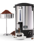 Commercial Coffee Urn 110-Cup 16L Fast Brew Stainless Steel Hot Beverage Dispenser With Temperature Display And Thermometer