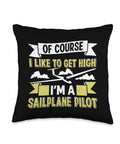 Glider Pilot Throw Pillow For Aviation Enthusiasts And Sailplane Lovers Soaring Flight Themed Cushion Gift For Home Or Office Decor