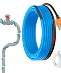 30 Ft 120 V Heating Cable For Pipe Freeze Protection Self Regulating Heat Tape Keeps Water Flowing Down To Minus 40 F Energy Saving Heat Trace For Metal And Plastic Pipes Easy Install With Included Power Cord coiled with glowing plug and wrapped around metal pipe diagram