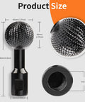 Close-up of 360 Degree Sphere Rotary Burr for Angle Grinders, 40mm spherical grinding head, heavy duty steel, side and top view