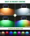 Solar Fence Lights 6 Pack With 8 Modes Warm White Cool White RGB lighting options for outdoor holiday or daily use.